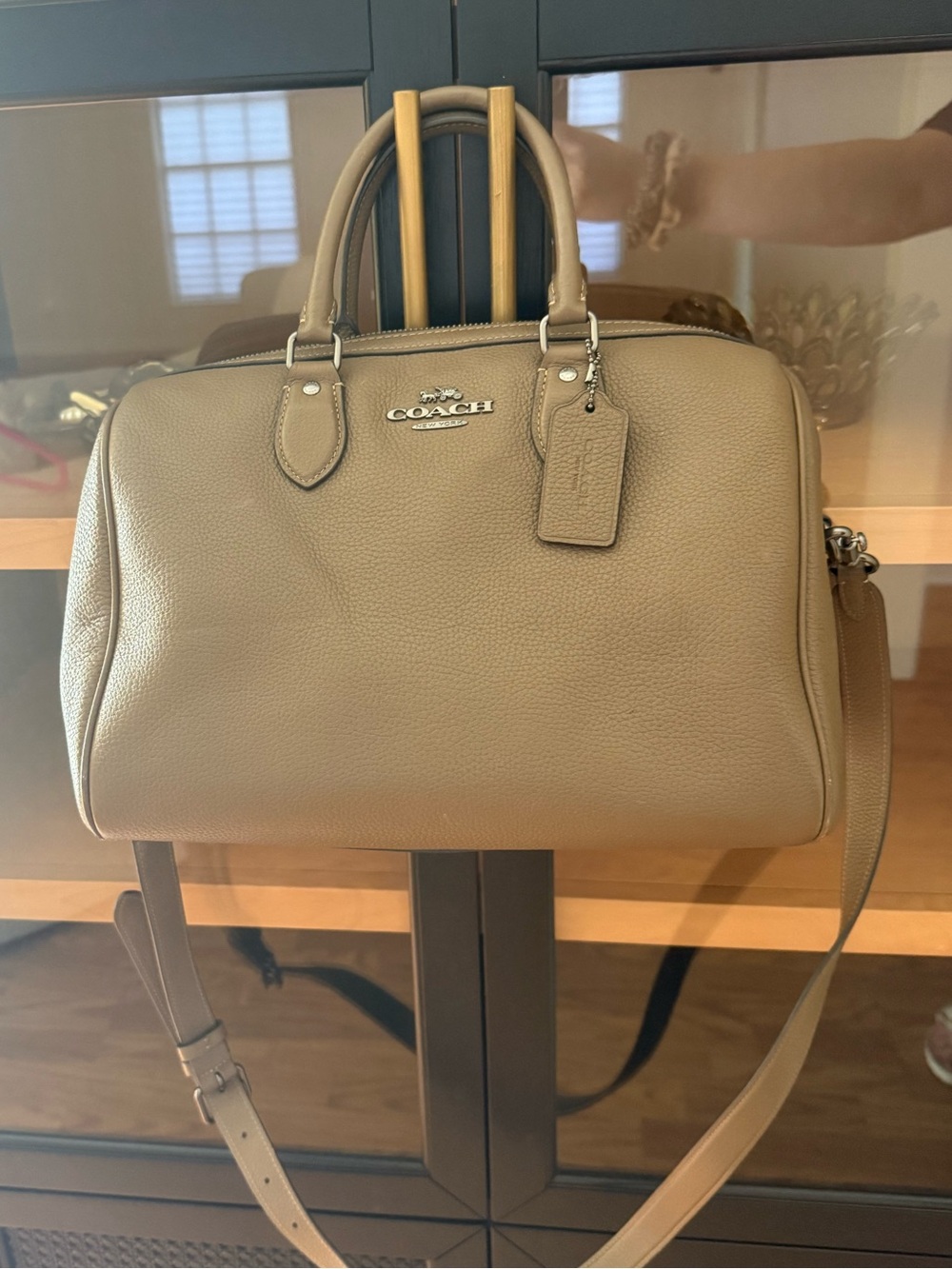 Coach Pebbled Leather Satchel in Taupe